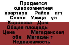Продается однокомнатная квартира  › Район ­ пгт Сокол › Улица ­ ул Королева › Дом ­ 5 › Общая площадь ­ 18 › Цена ­ 550 - Магаданская обл., Магадан г. Недвижимость » Квартиры продажа   